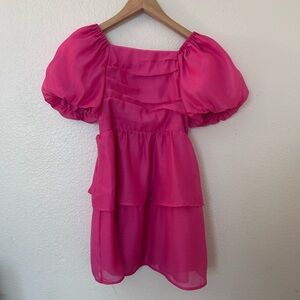 Cat & Jack Fuchsia Puff Sleeve Dress
